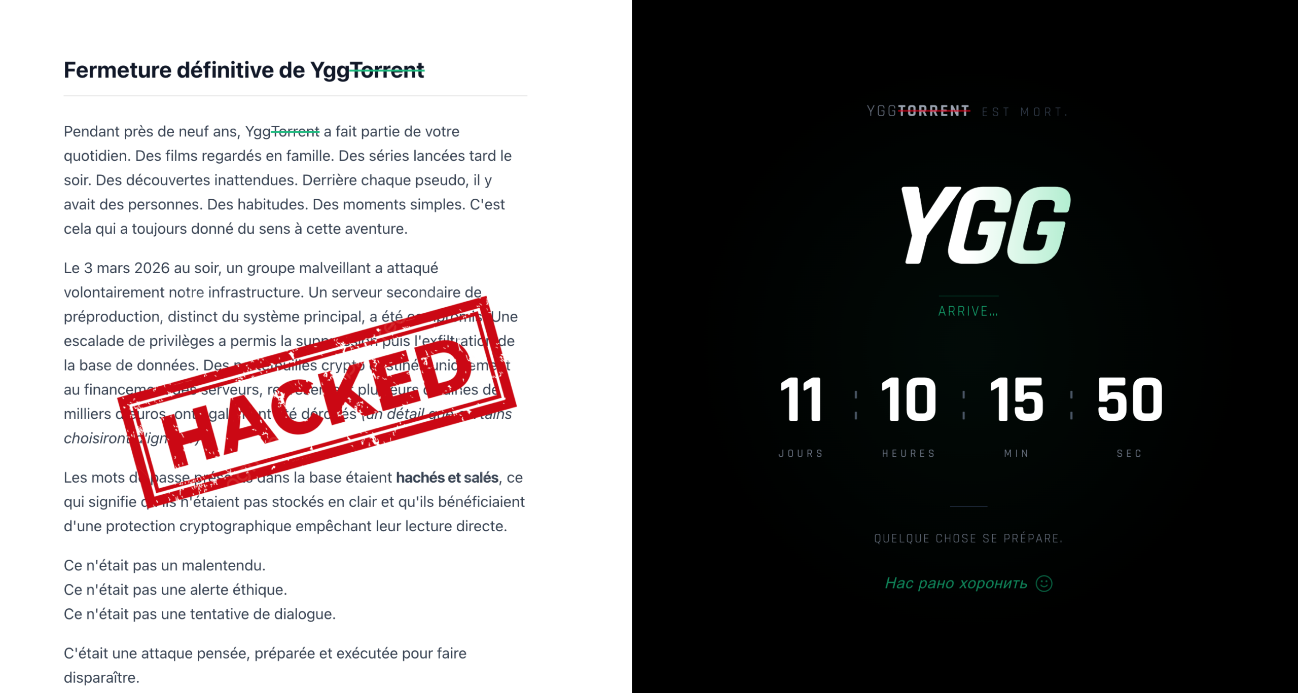 YggTorrent hors ligne